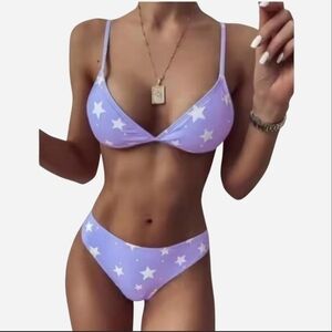 Lavender Star Print Bikini Swimsuit